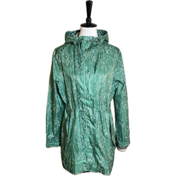 JOULES Right As Rain Jacket Size 8 Green Ditsy Waterproof Coat Hooded - Picture 2 of 15